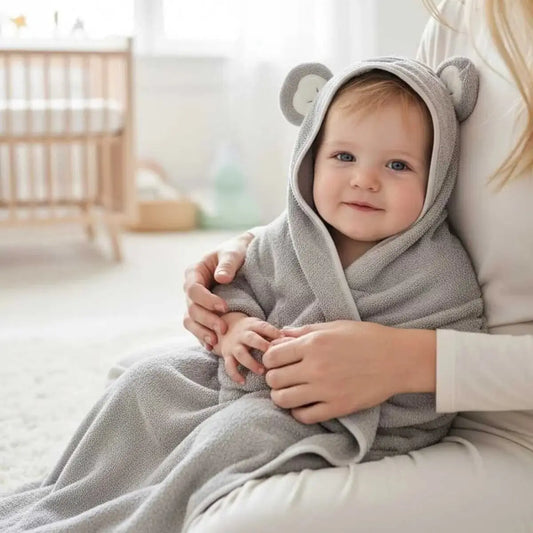 100% Cotton Koala Baby Hooded Towel & Swaddle Blanket (Unisex Newborn Gift) Joy Gift London
