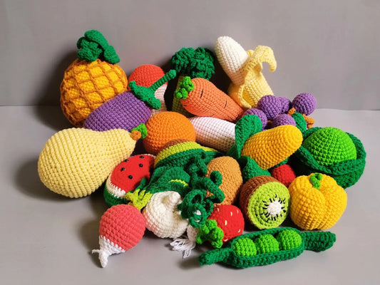30pc Crochet Mixed Vegetables and Fruits Joy Gift London