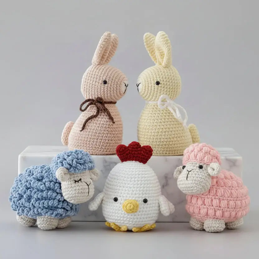 Adorable Handmade Crochet Easter Toy Set – 5 Piece Gift Box Joy Gift London