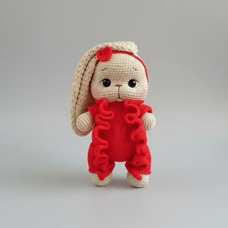 Handmade Crochet Pink Kitten Toy with Heart Joy Gift London