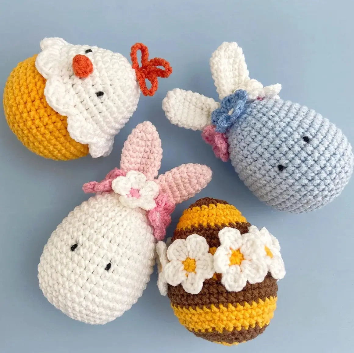 Crochet Easter Eggs Pattern, Lamb, Bunny, Carrot and Daffodil ornament pdf, Spring Garden PDF Joy Gift London