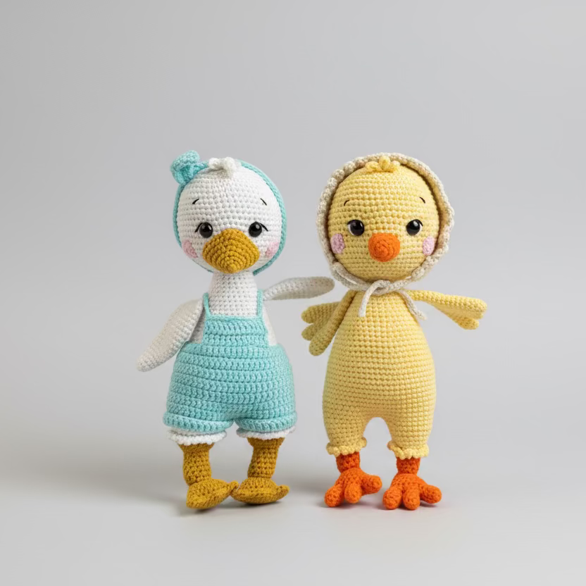 Handmade Crochet Duck and Goose Toy Set 2pc – Perfect Gift for Twin Babies Joy Gift London