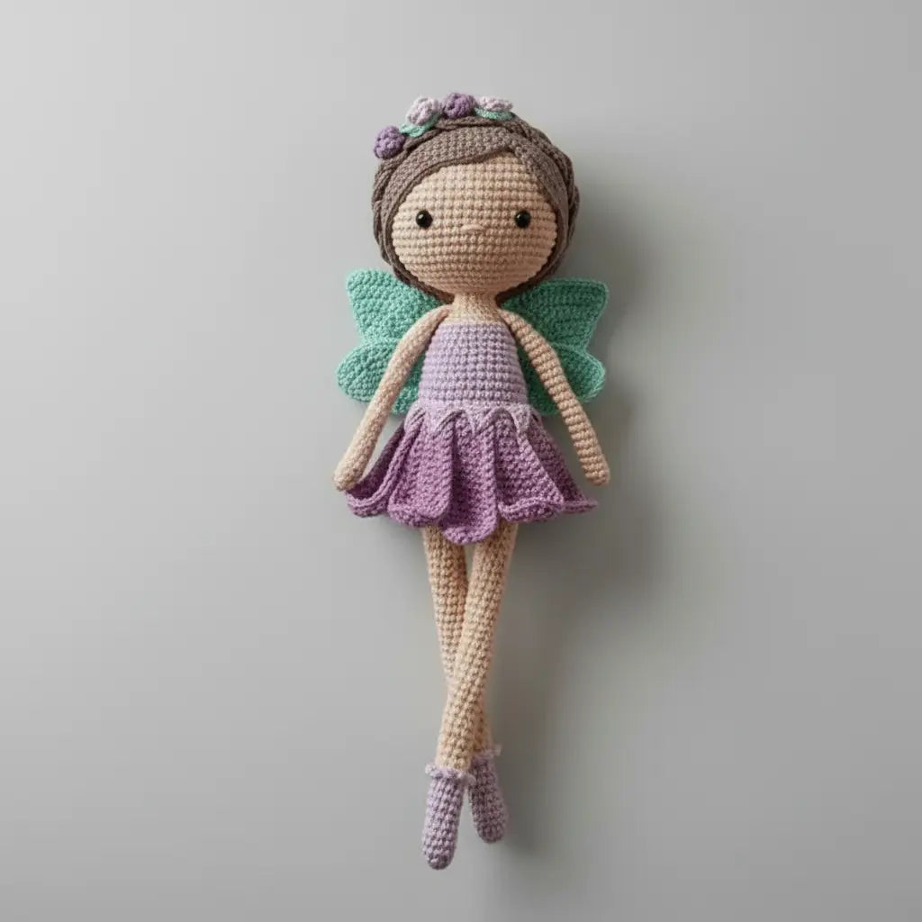 Handmade Crochet Fairy Girl Doll in Fancy Dress Joy Gift London
