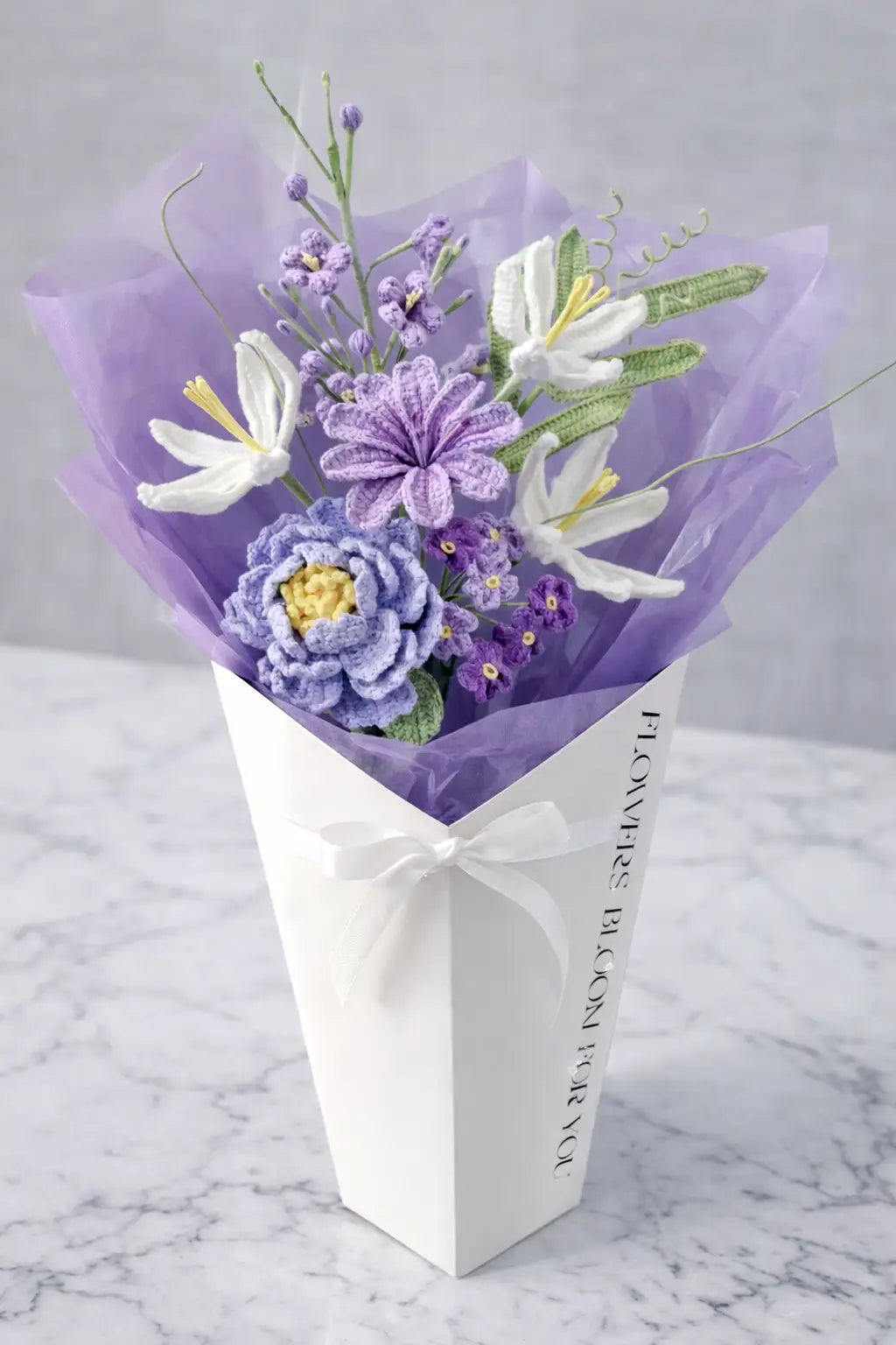 Handmade Crochet Peony & Mixed Flower Bouquet – Unique Gift Decoration Joy Gift London