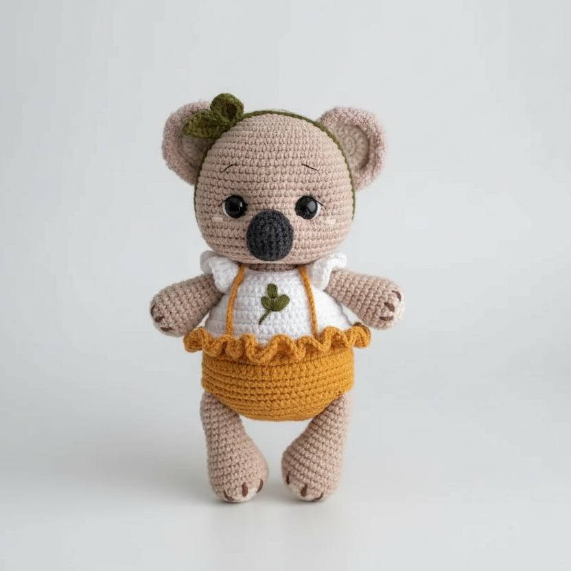 Handmade Crochet Pink Kitten Toy with Heart Joy Gift London