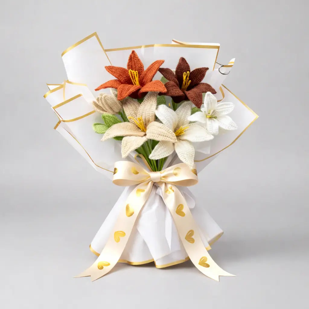 Handmade Crocheted Flowers Bouquet - Lilium Joy Gift London