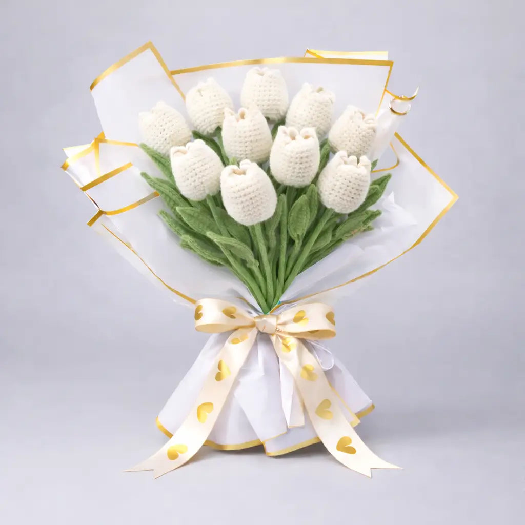 Handmade Crocheted Tulip Bouquet💐 10pc Joy Gift London
