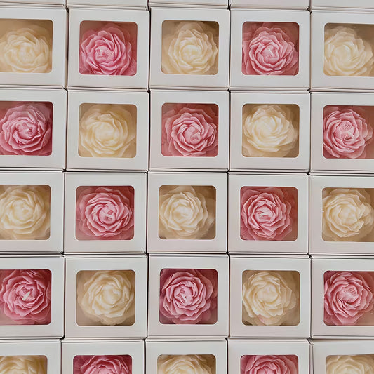 Handmade White/Pink Peony Candle Gift Joy Gift London