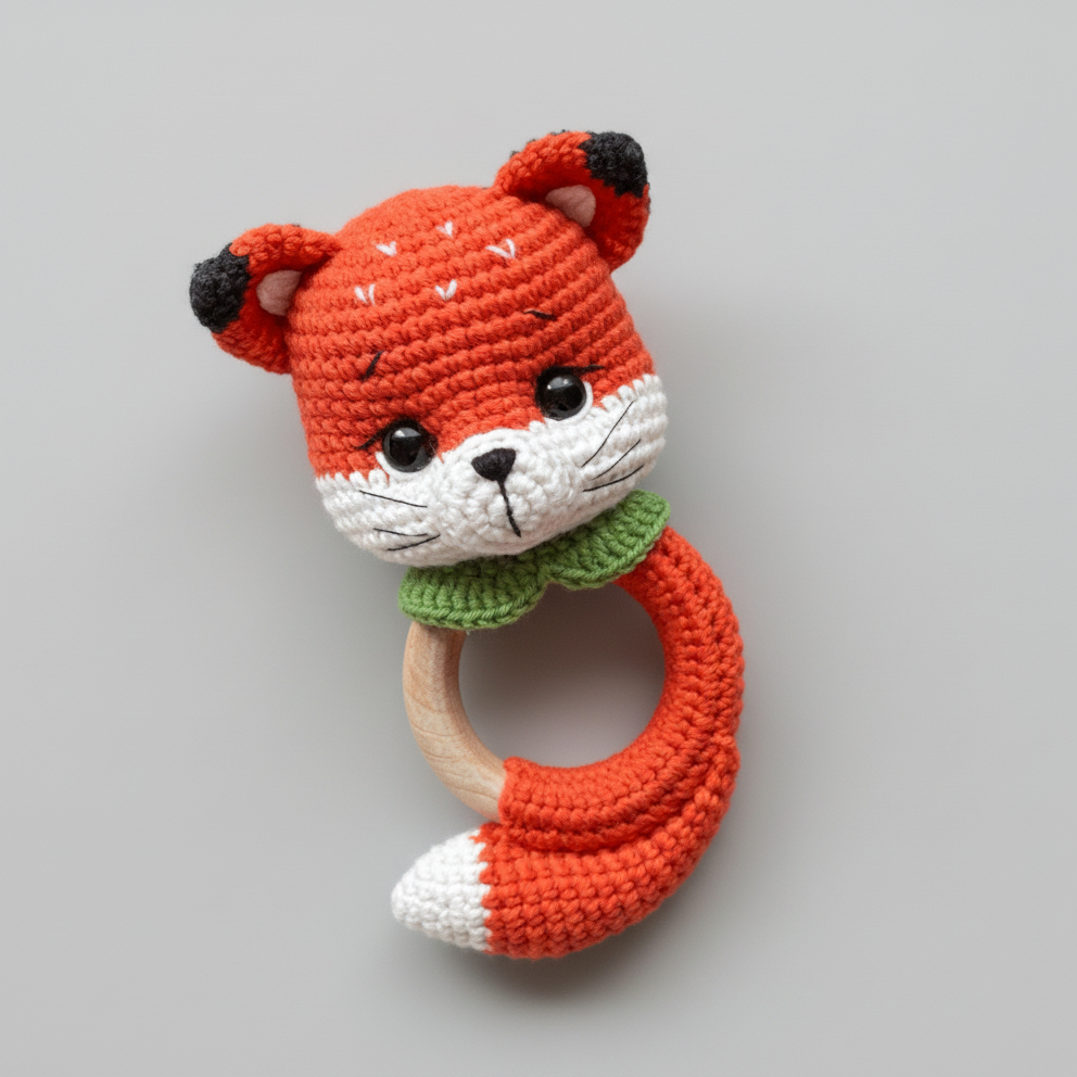 Adorable Crochet Fox Rattle Toy – Joy Gift London