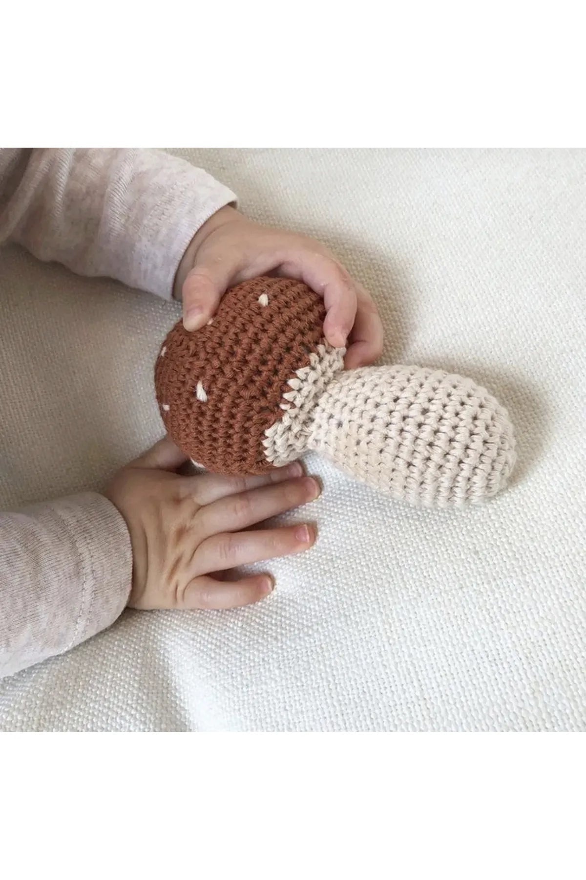 Crochet Mushroom Rattle Toy for Infants and Toddlers With Bell Sound - Joy Gift London