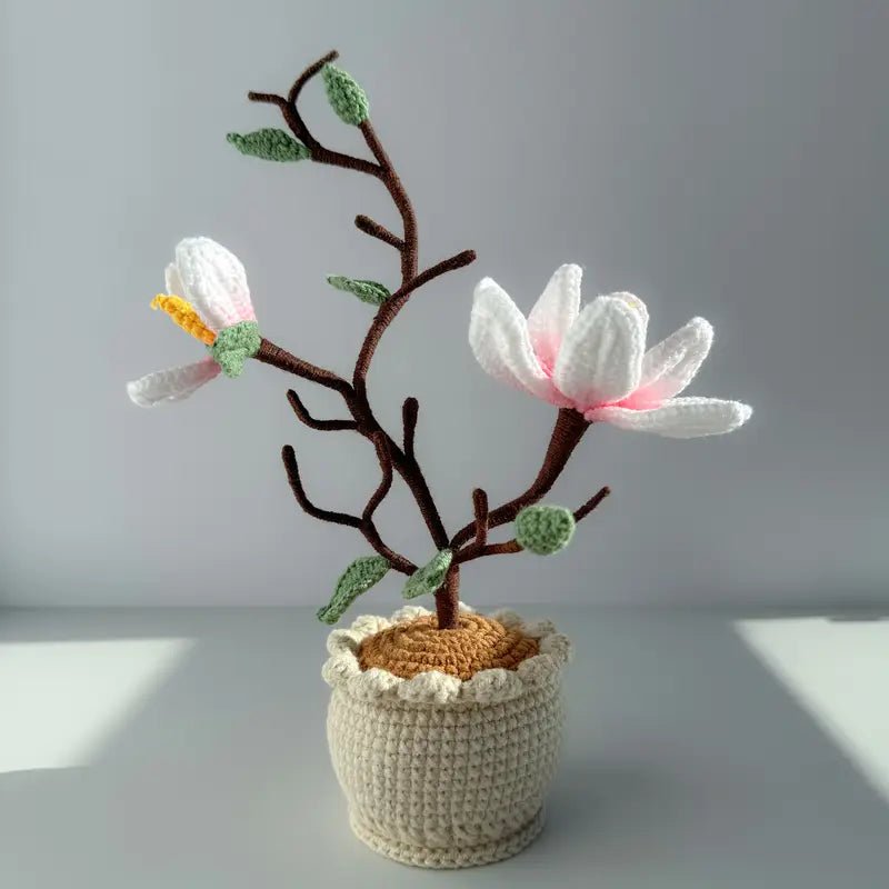Handmade Crochet Magnolia Potted Plant - Joy Gift London