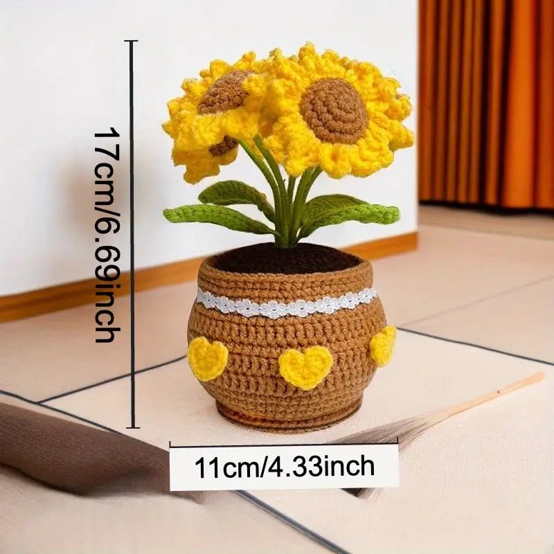 Handmade Crochet Sunflowers Potted Plant - Joy Gift London