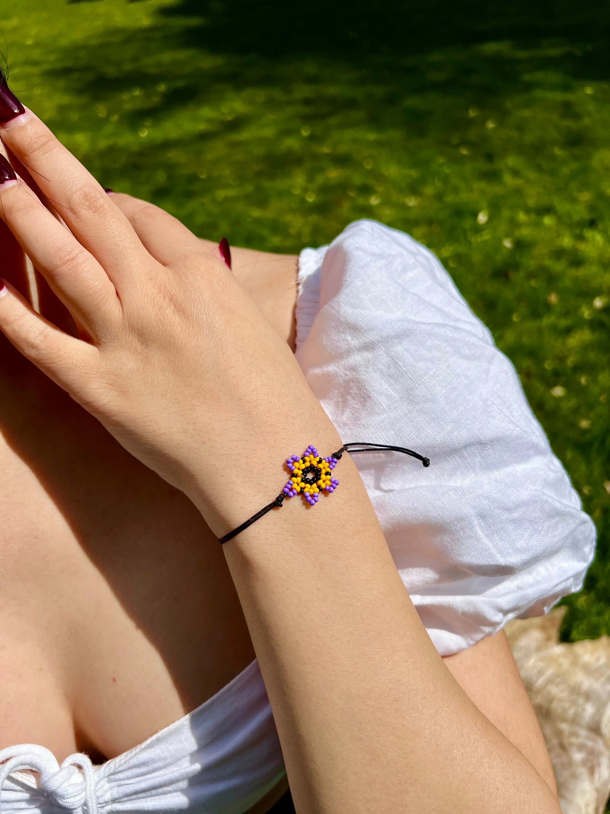 Handmade Violet Bracelet for Women, Adjustable String - Joy Gift London