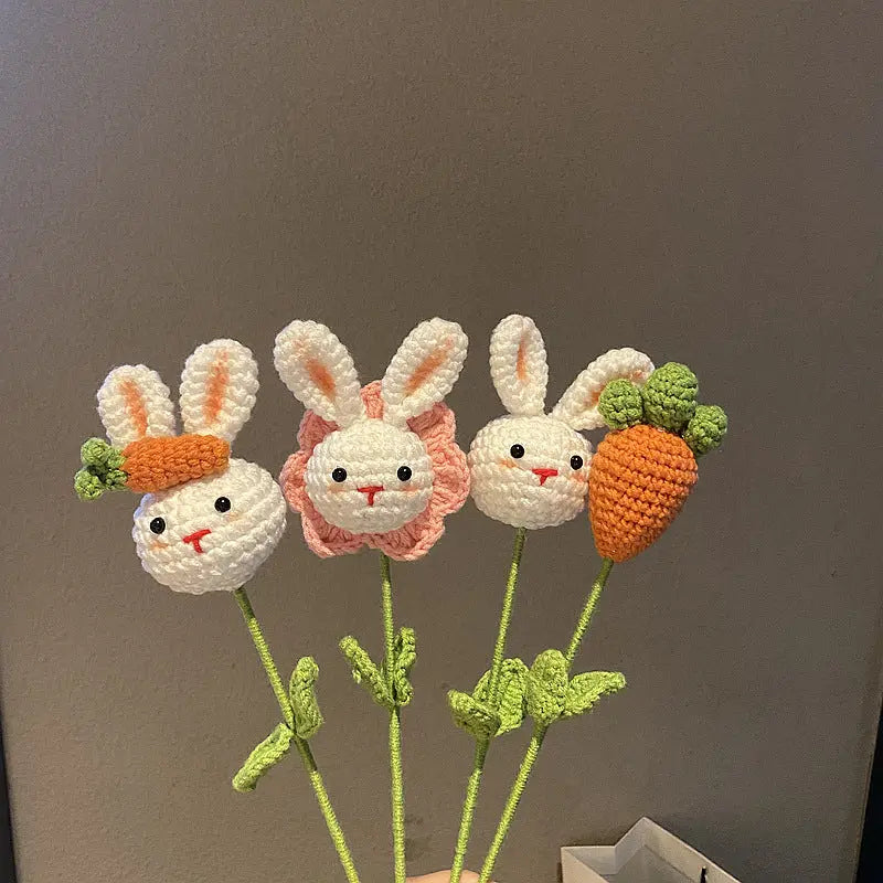 Handmade Crocheted Cute Bunny Carrot Bouquet Joy Gift London