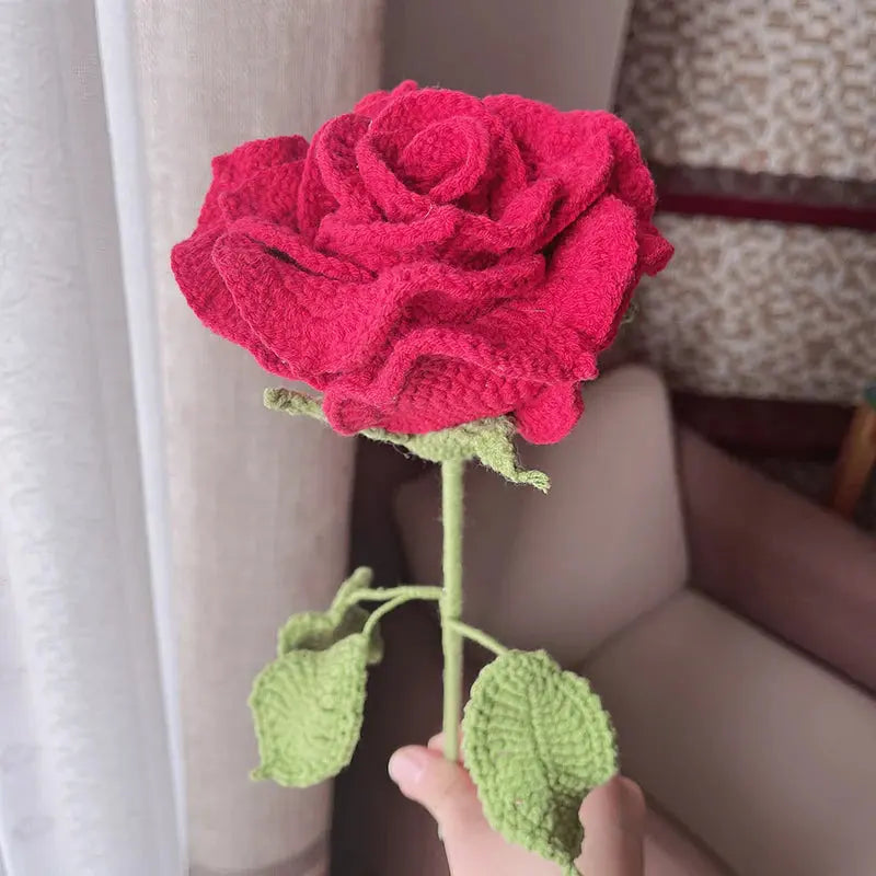 Handmade Crocheted Single Thai Rose Bouquet Joy Gift London