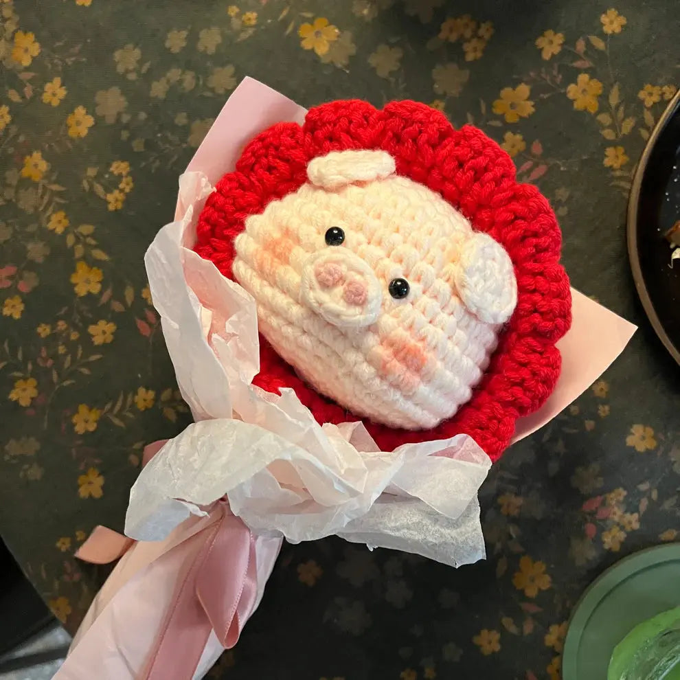 Handmade Crocheted Cute Pig Bouquet Joy Gift London