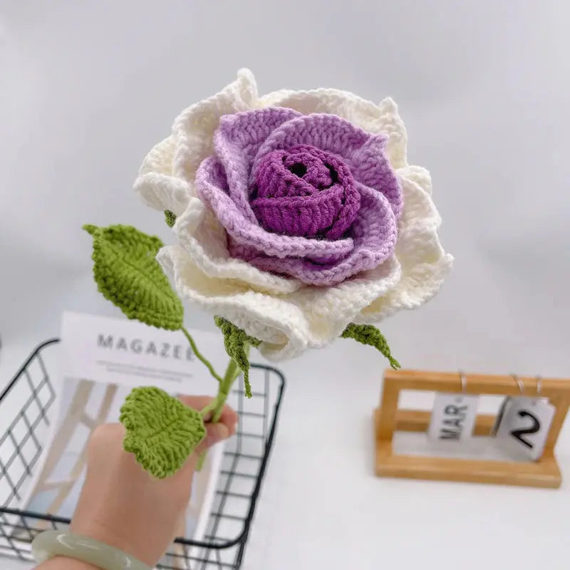 Handmade Crocheted Single Thai Rose Bouquet Joy Gift London