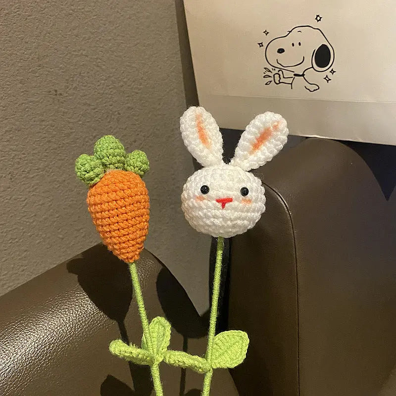 Handmade Crocheted Cute Bunny Carrot Bouquet Joy Gift London