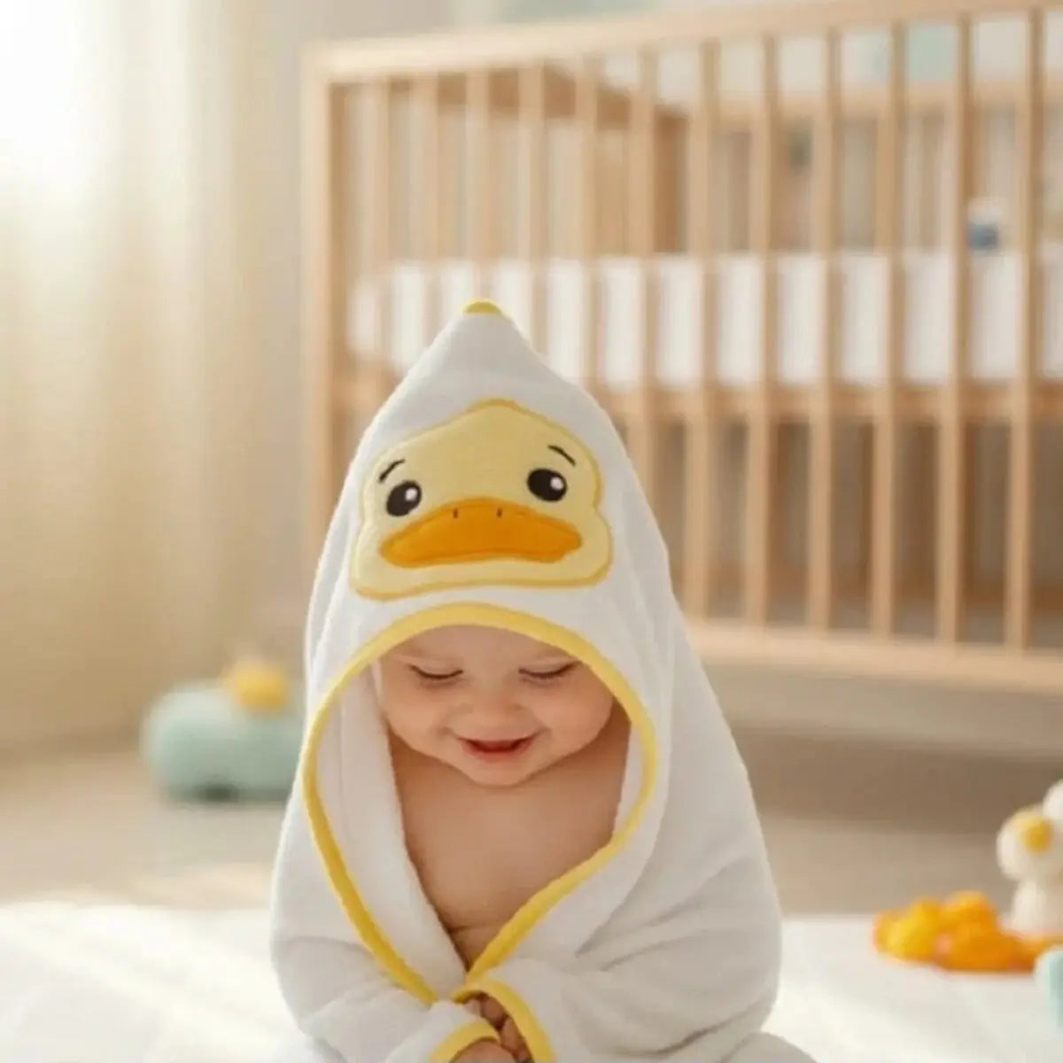 100% Cotton Duck Baby Hooded Towel & Swaddle Blanket  Joy Gift London