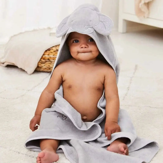 100% Cotton Elephant Baby Hooded Towel & Swaddle Blanket  Joy Gift London