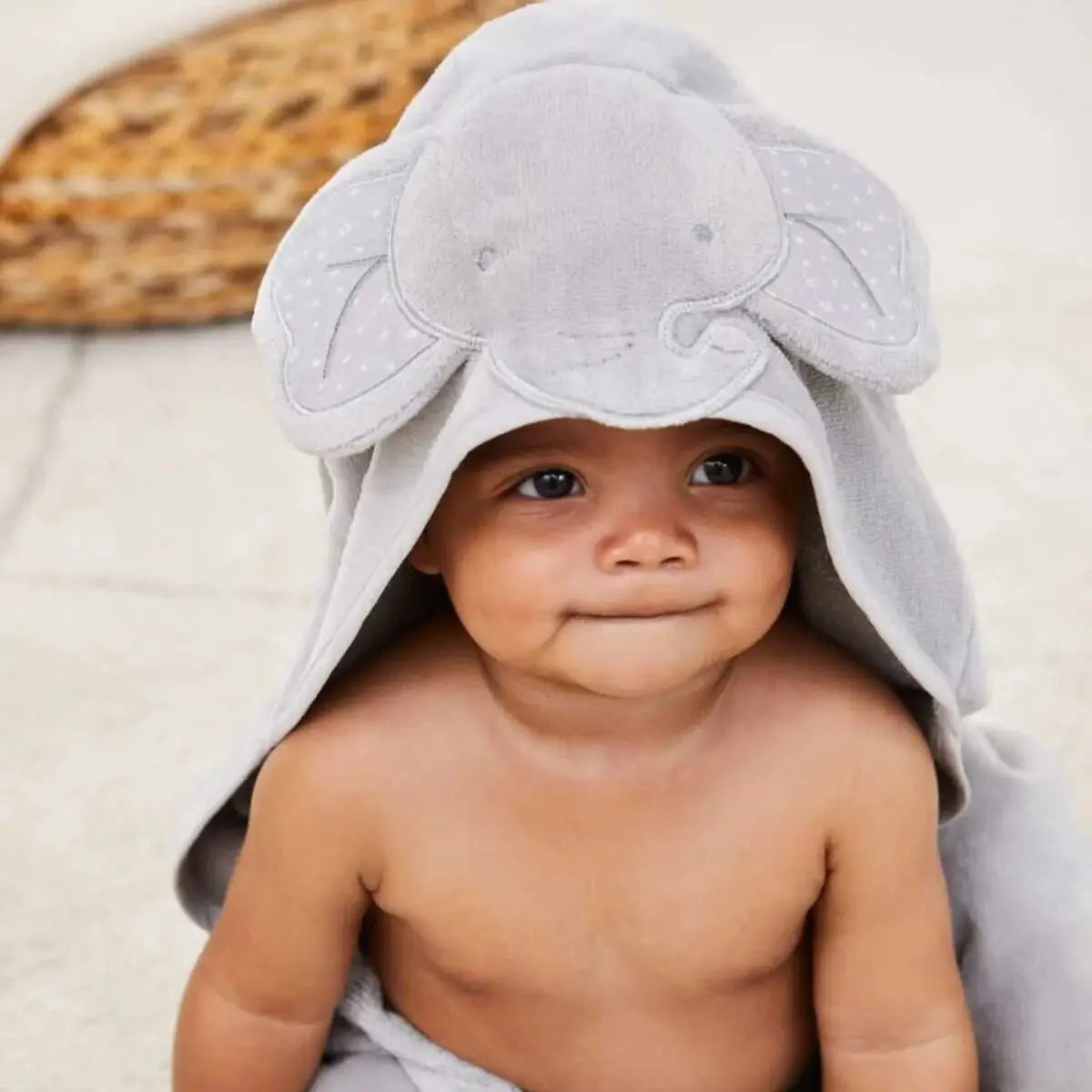 100% Cotton Elephant Baby Hooded Towel & Swaddle Blanket  Joy Gift London