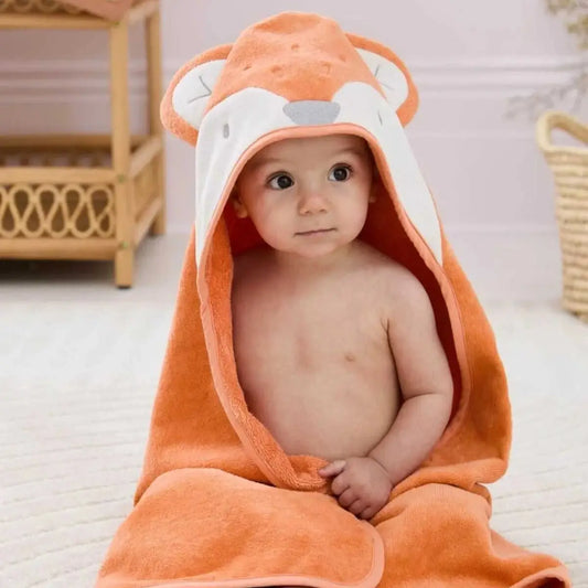 100% Cotton Fox Baby Hooded Towel & Swaddle Blanket  Joy Gift London