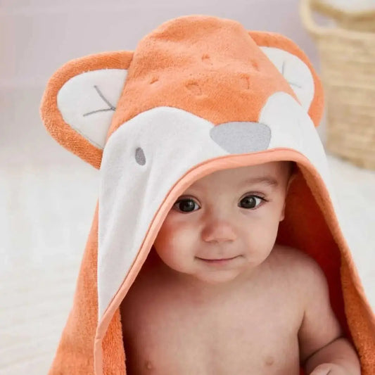 100% Cotton Fox Baby Hooded Towel & Swaddle Blanket  Joy Gift London