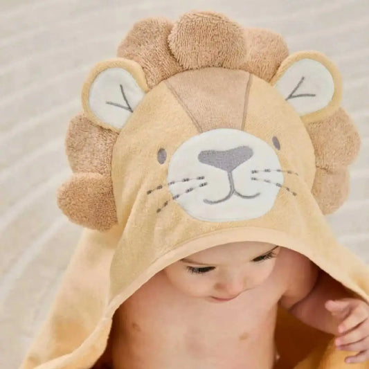 100% Cotton Lion Baby Hooded Towel & Swaddle Blanket  Joy Gift London
