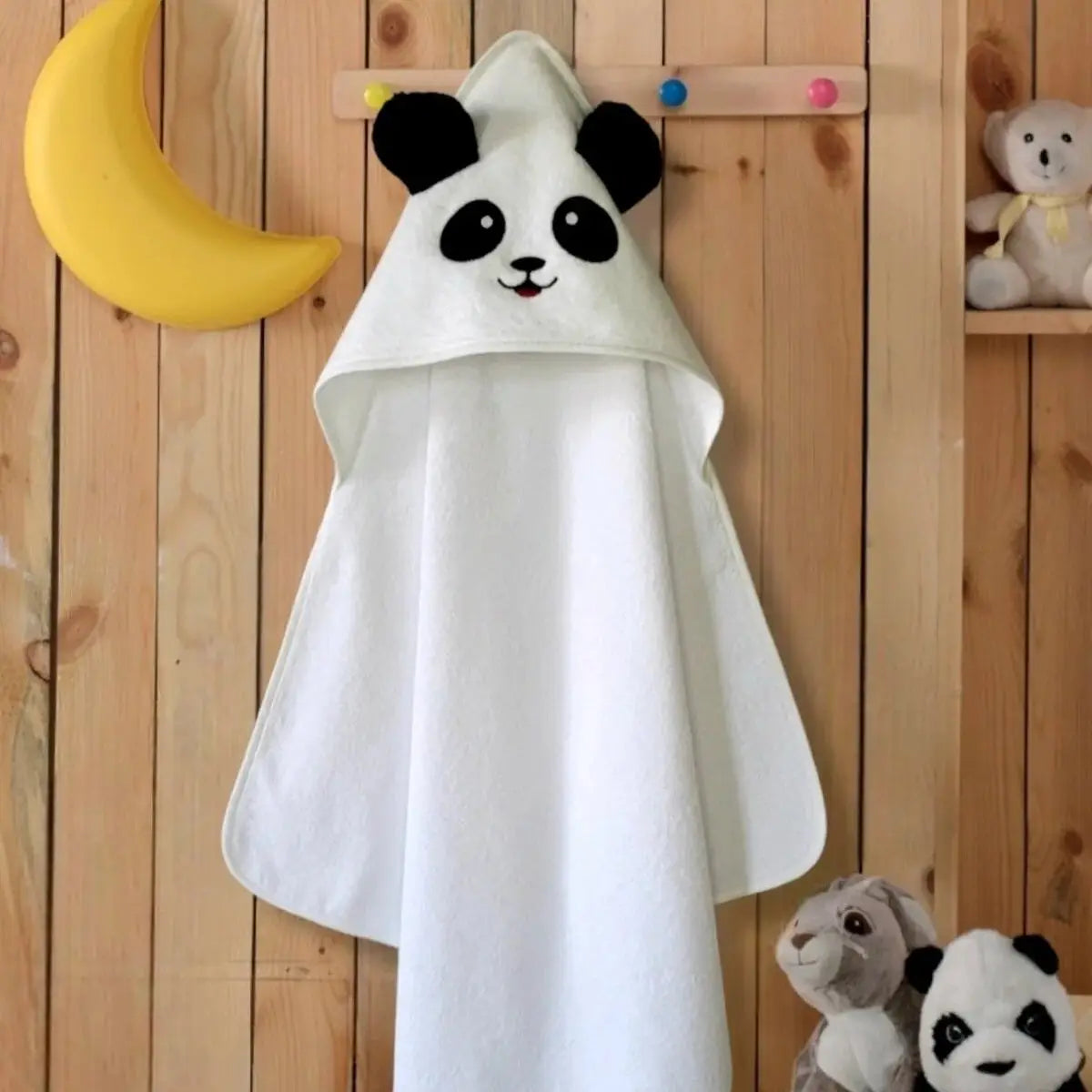 100% Cotton Panda Baby Hooded Towel & Swaddle Blanket  Joy Gift London