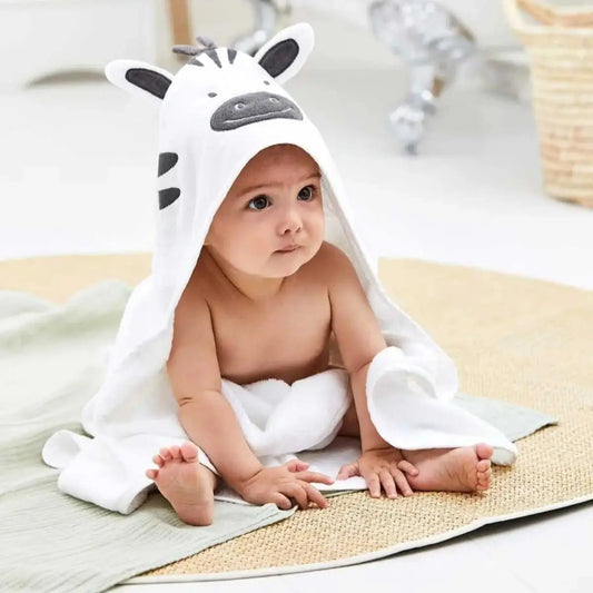 100% Cotton Zebra Baby Hooded Towel & Swaddle Blanket  Joy Gift London