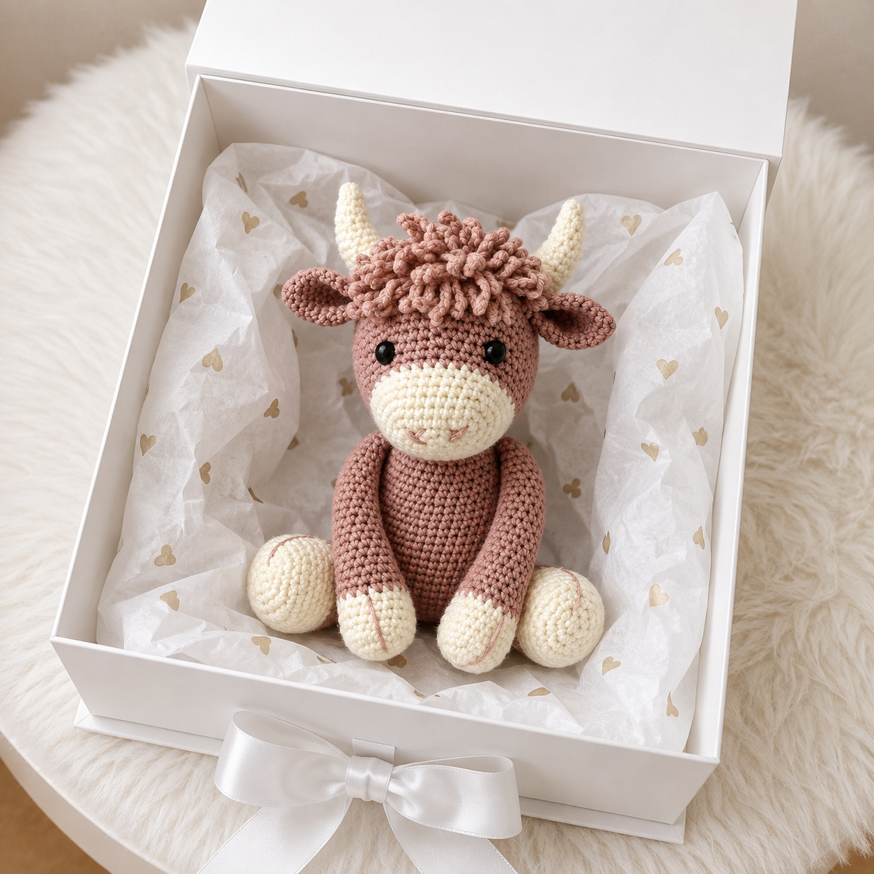 Handmade Crochet Highland Cow Toy