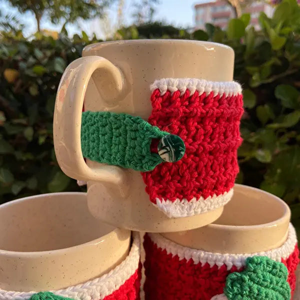 Crochet Cup Covers Christmas Decoration - Joy Gift London