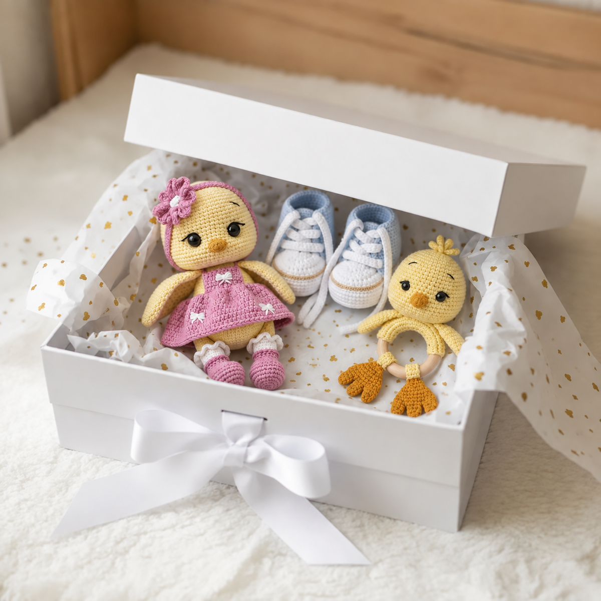 Handmade Crochet Newborn Chick Gift Set (3pc) – Baby Shower Gift