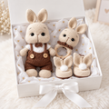 Handmade Crochet Newborn Bunny Gift Set (3pc) – Brown Jumpsuit and White Tshirt, Baby Shower Gift