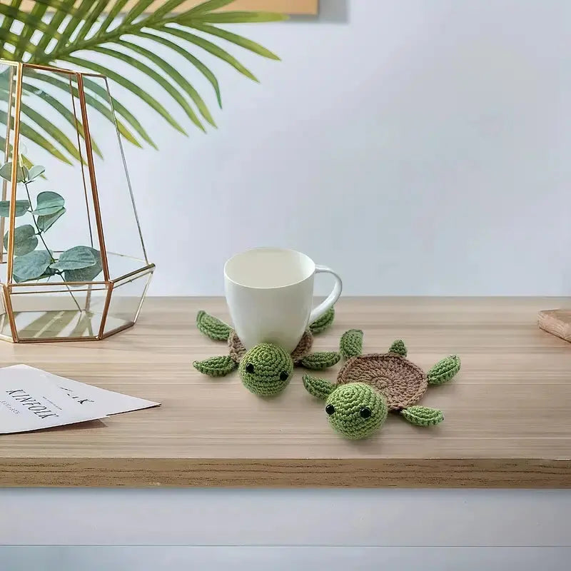 Crochet Cute Turtle Coasters 2pc - Joy Gift London