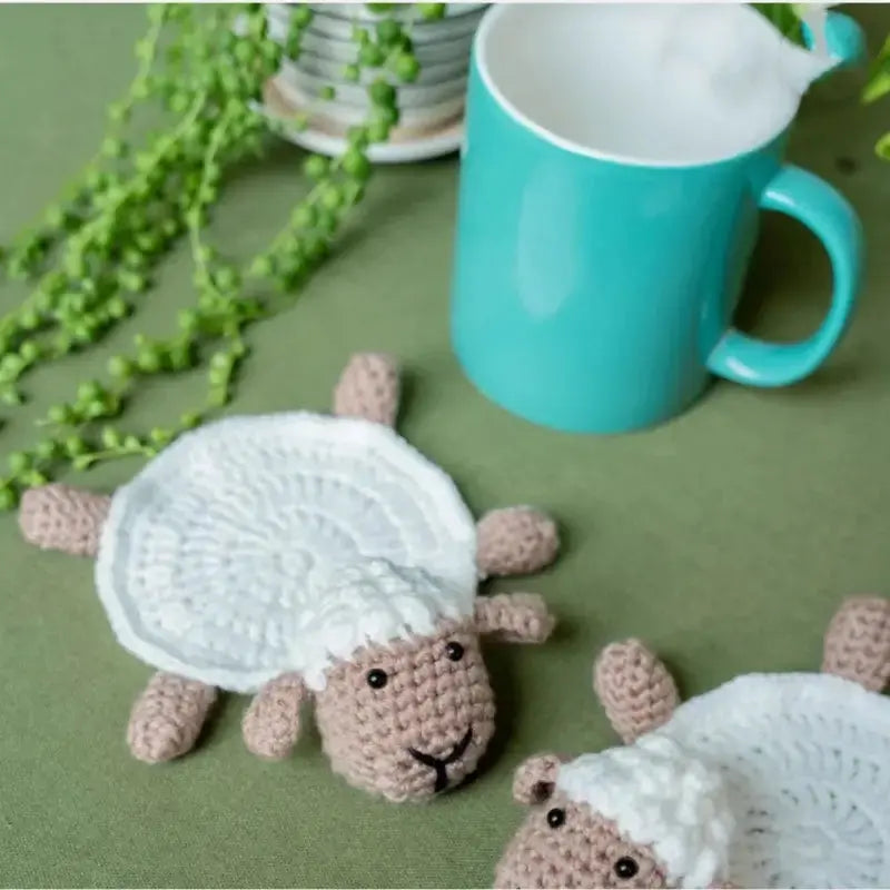 Crochet Cute Sheep Coasters 2pc - Joy Gift London