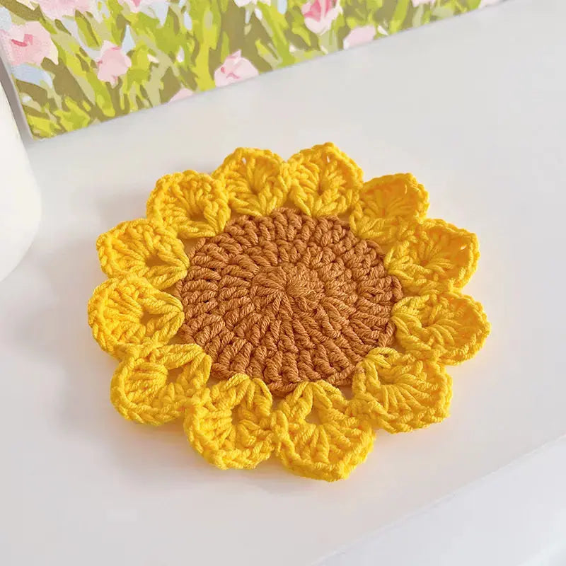 Crochet Sunflower Coaster - Joy Gift London