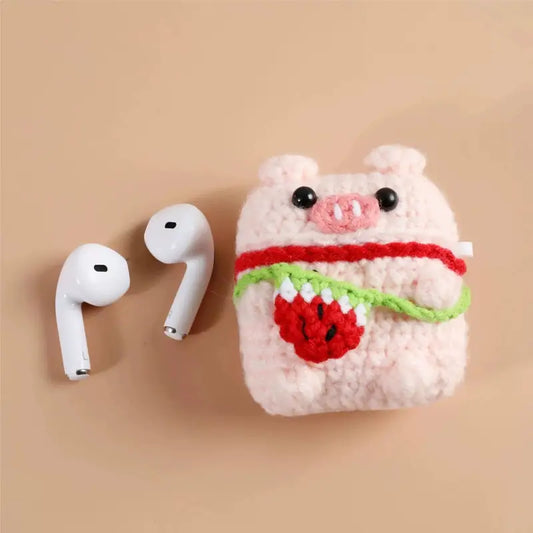 Cute Crochet Pig Earphone Protective Case For Apple Airpods