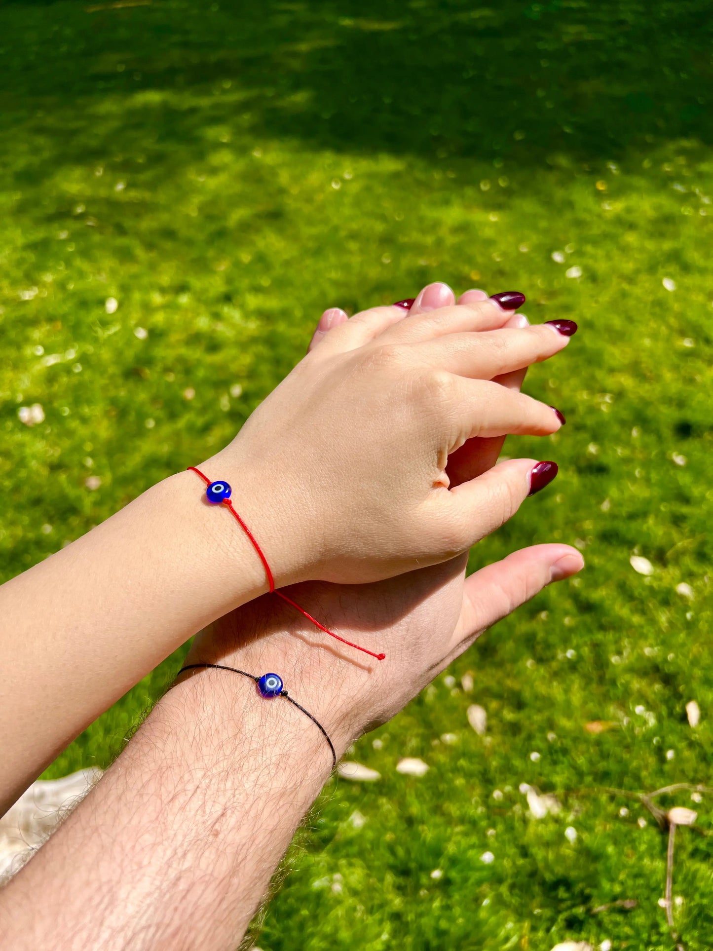 2Pcs Handmade Evil Eye Lucky Bracelet Red and Black Adjustable String, Friendship Couple Protection Jewelry - Joy Gift London