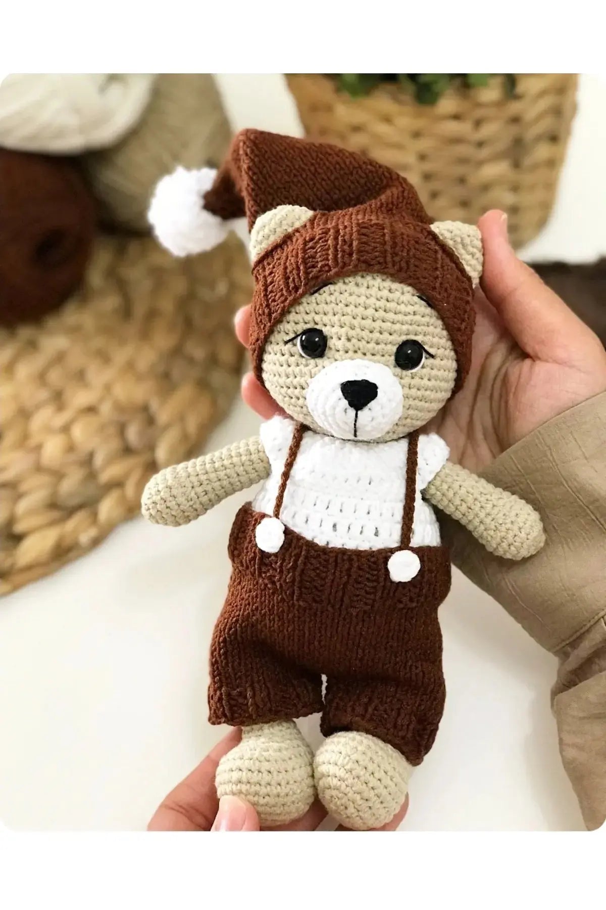 Crochet Teddy Bear wearing a Hat With Pom-pom TrendyToy