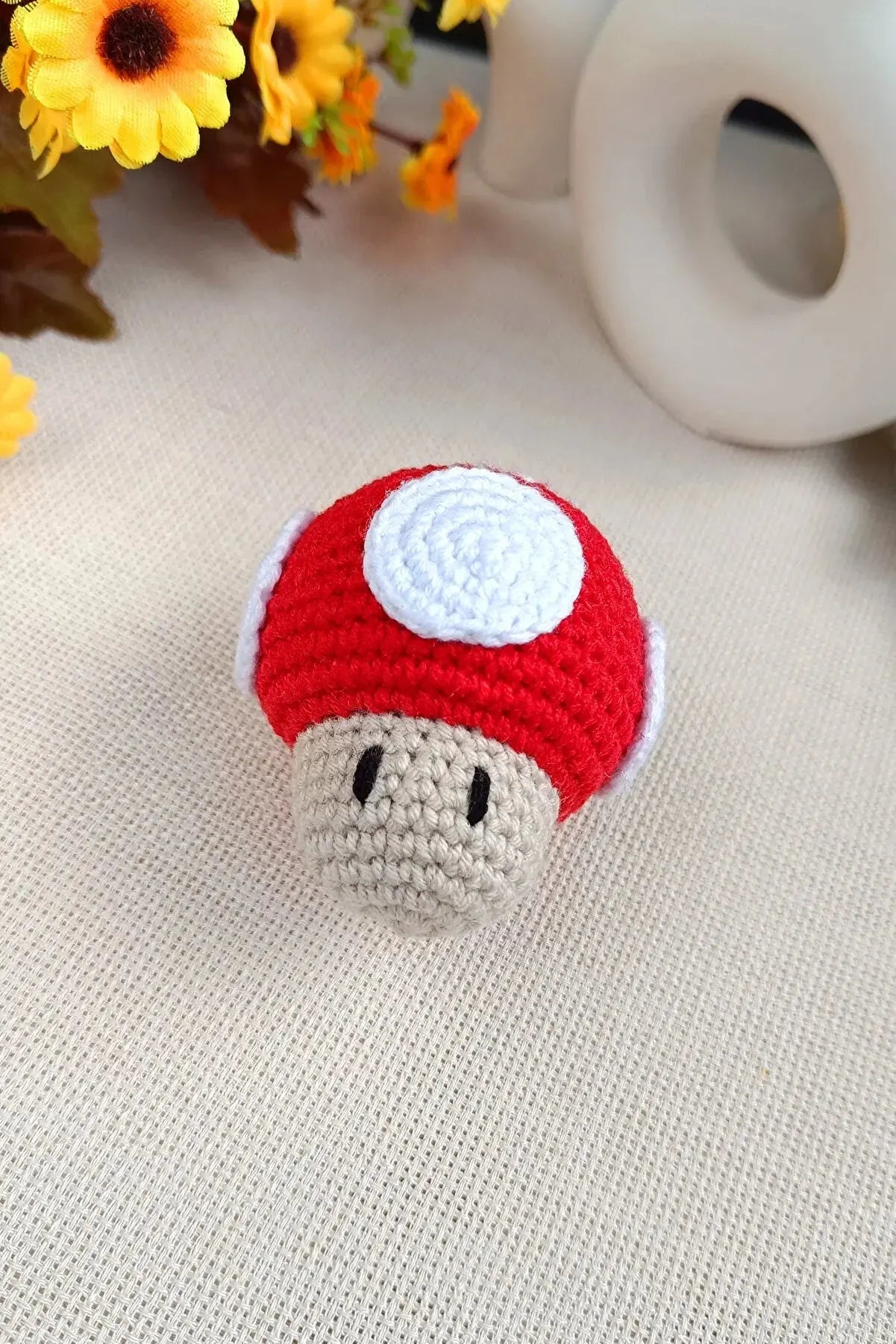 Crochet Super Mario Mushroom Keychain - Joy Gift London