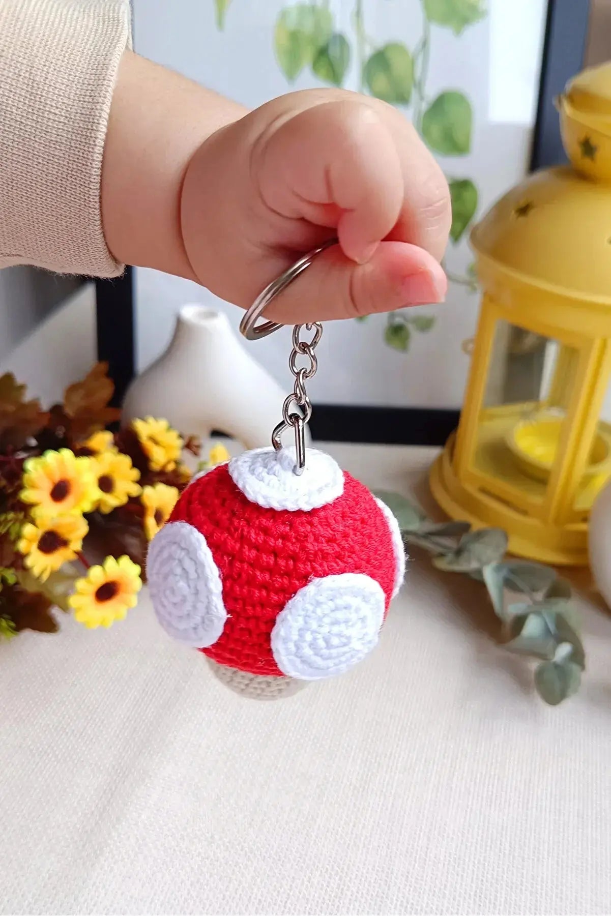 Crochet Super Mario Mushroom Keychain - Joy Gift London