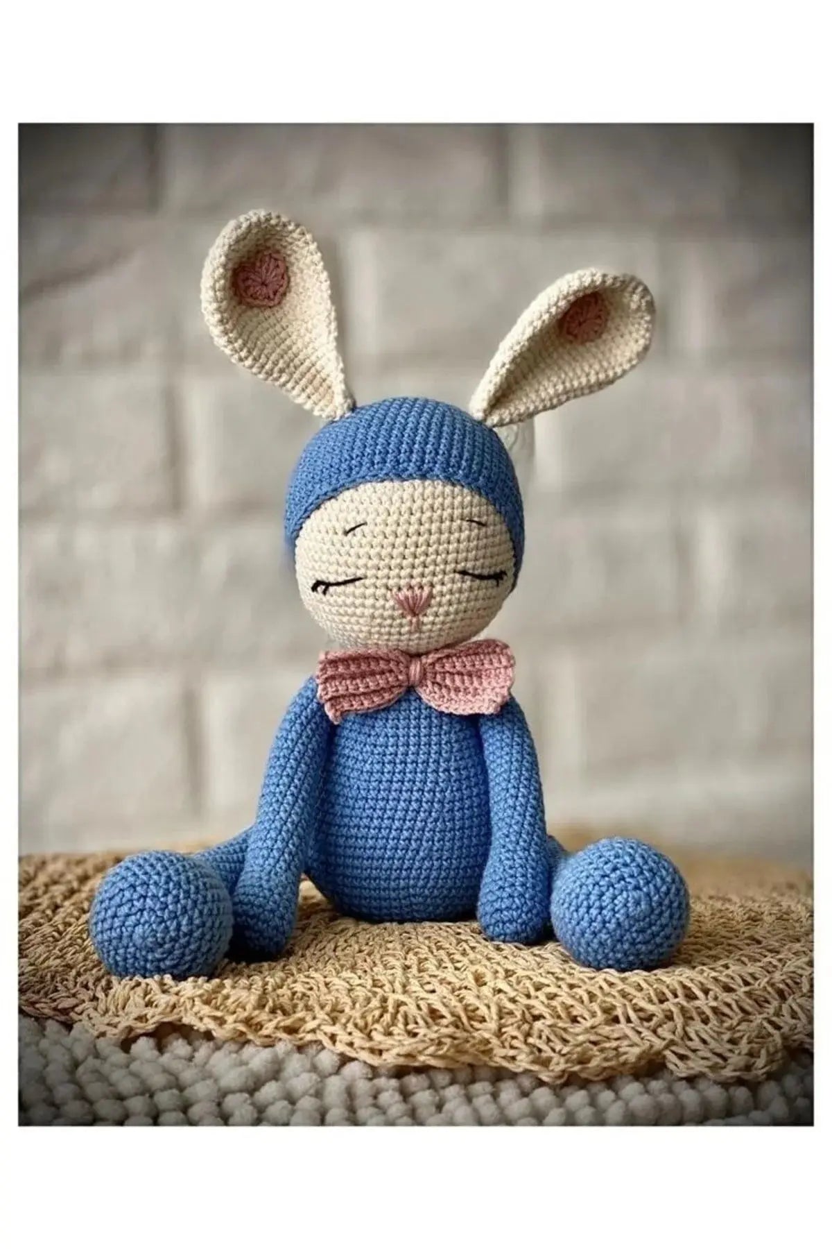 Crochet Blue Rabbit Toy - Adorable Sleeping Mate for a Peaceful Slumber - Joy Gift London