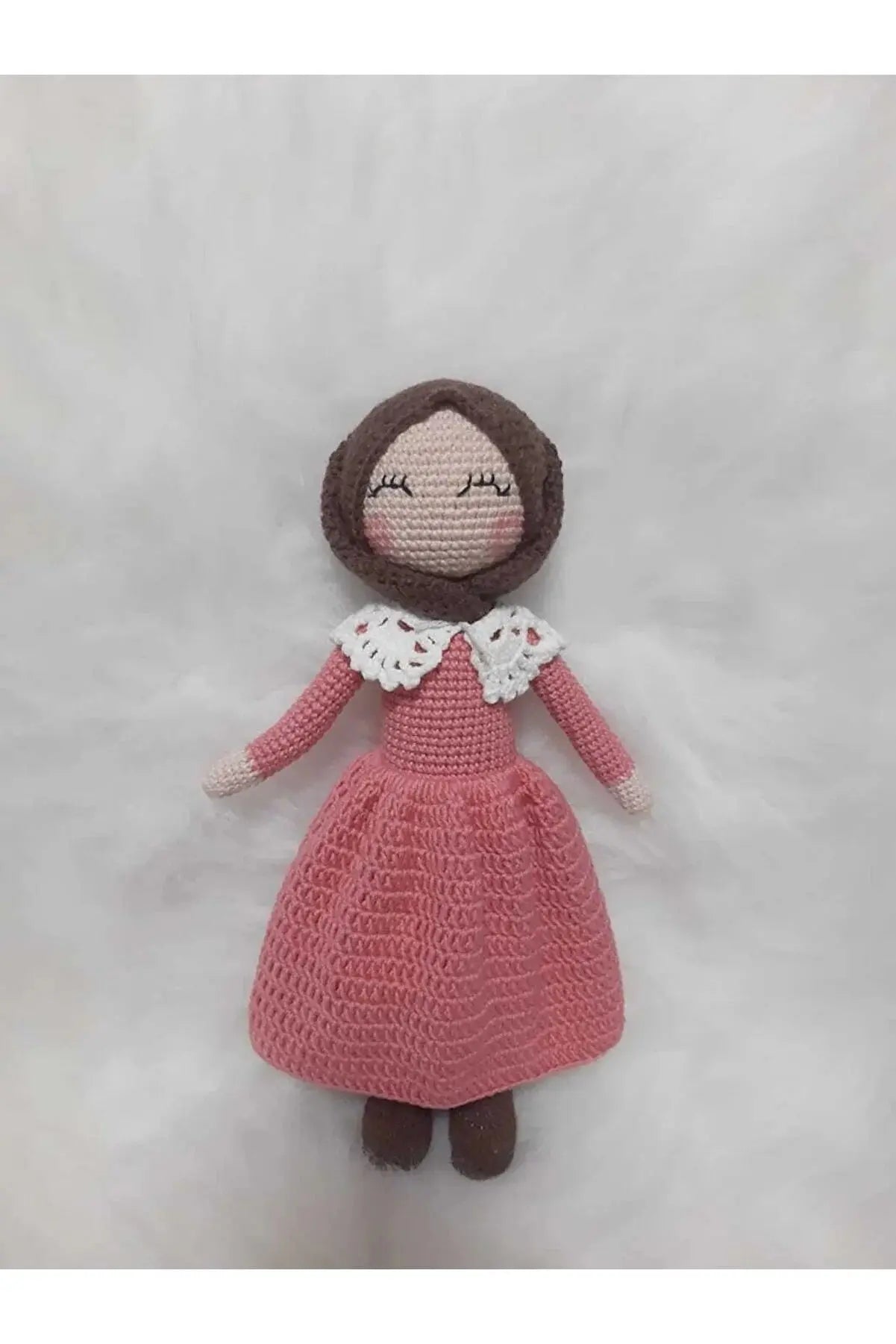 Crochet Hijab Doll with Blue Dress and Gray Hijab - Joy Gift London