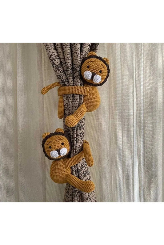 Crochet Lion Kids Room Curtain Tie 2pc - Joy Gift London