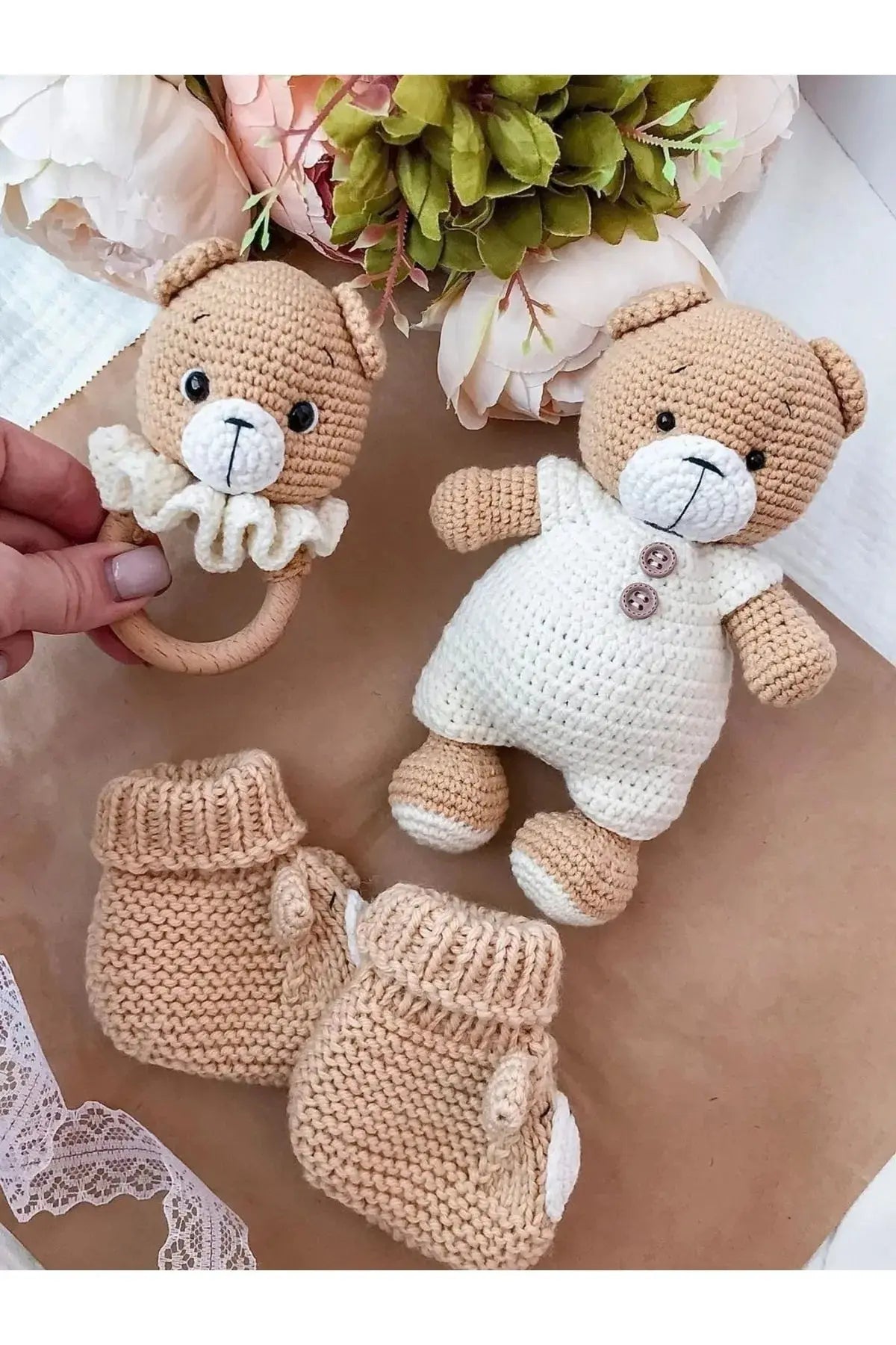 Handmade Crochet Teddy Bear Toy Gift Set (3pc) TrendyToy