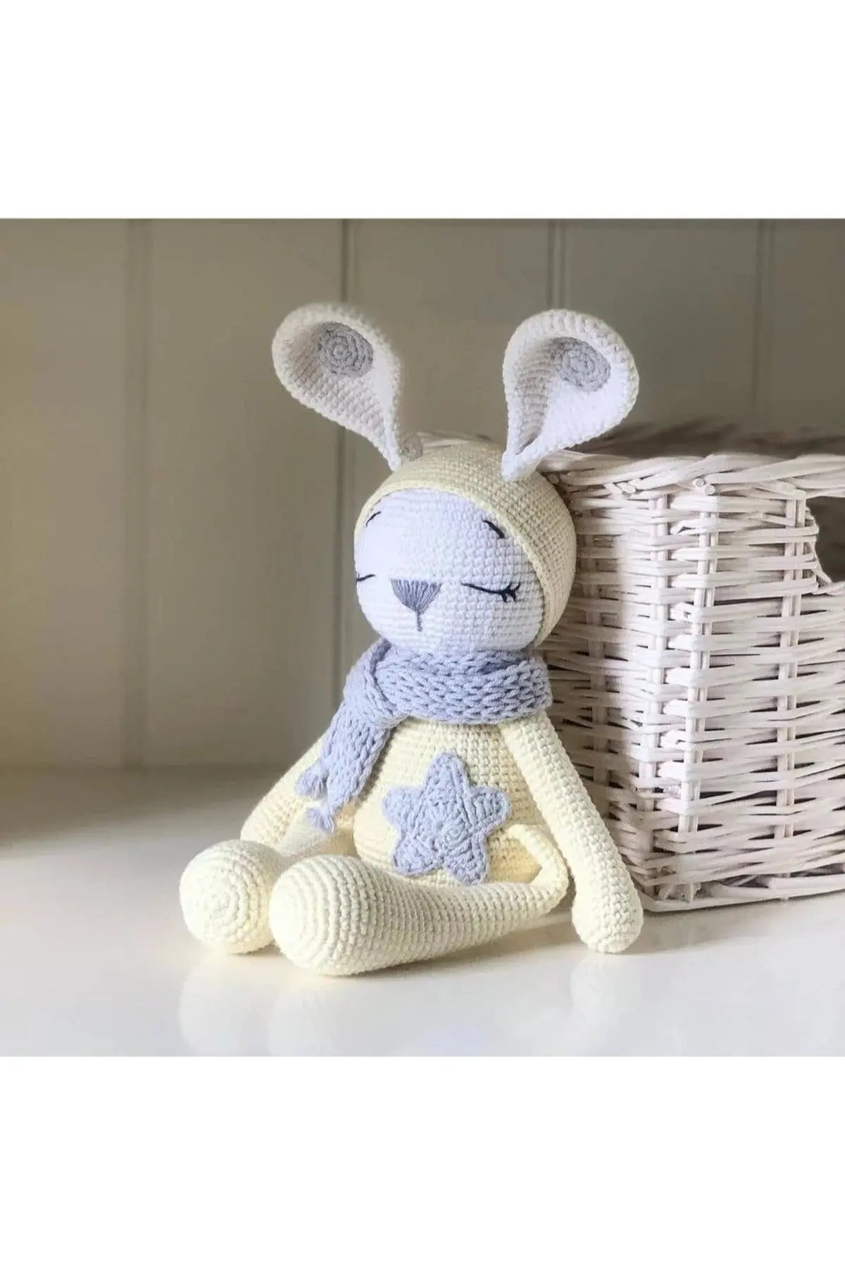 Crochet Sleeping Mate - Yellow Rabbit Plush Toy - Joy Gift London