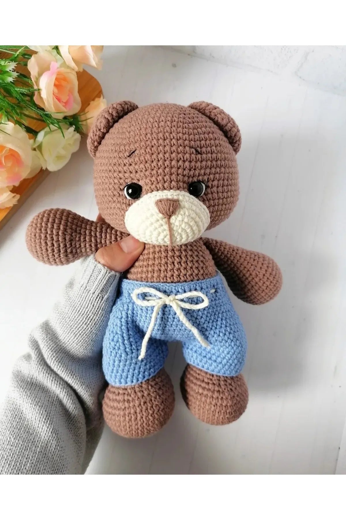 Crochet Cute Teddy Bear with Blue Pant