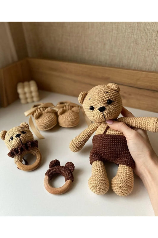 Crochet Newborn Gift Toy Set Teddy Bear 3pc