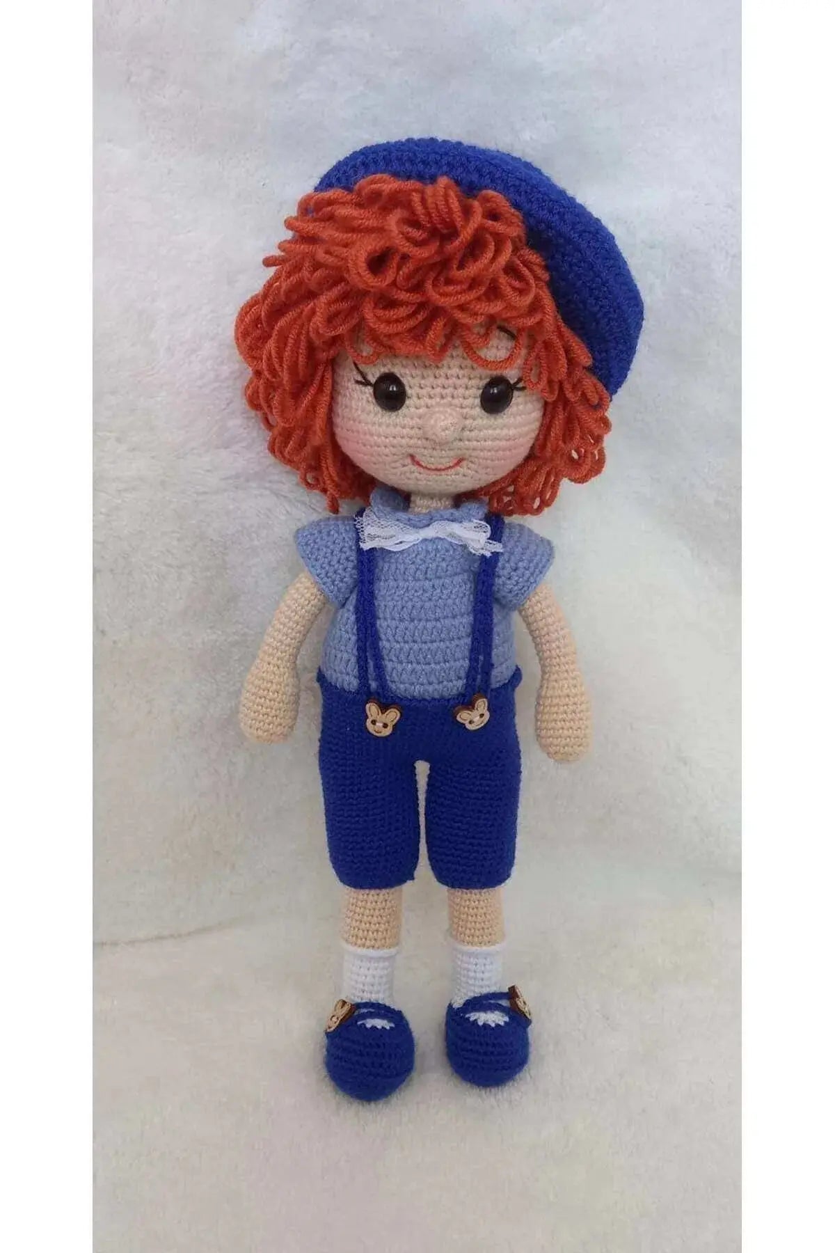 Blue Jumpsuit Crochet Little Boy Toy - Soft & Durable, Enhances Fine Motor Skills - Joy Gift London